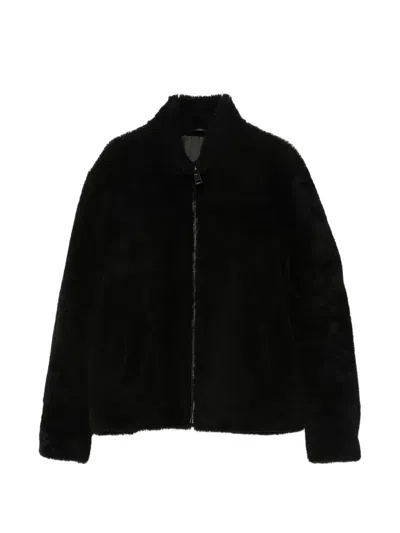 Eraldo High-neck Shearling Jacket In Black