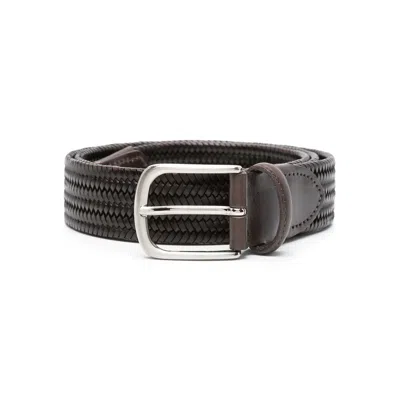 Eraldo Interwoven Leather Belt In Black