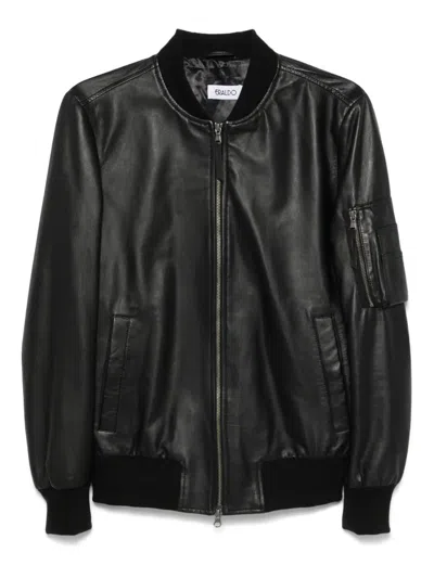 Eraldo Leather Bomber Jacket In Black