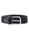 Eraldo Leather-trim Interwoven Belt In Blue