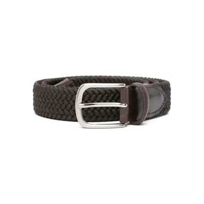 Eraldo Leather-trim Interwoven Belt In Brown