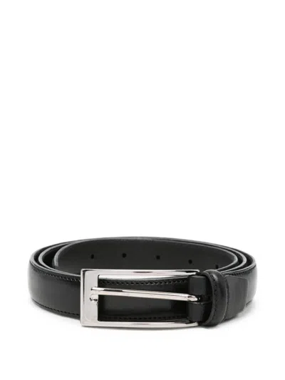 Eraldo Rectangular-buckle Leather Belt In Black