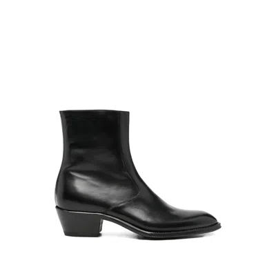 Eraldo Side-zip Leather Ankle Boots In Black