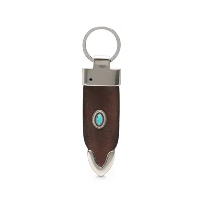 Eraldo Stone-embellished Leather Keyring In Brown