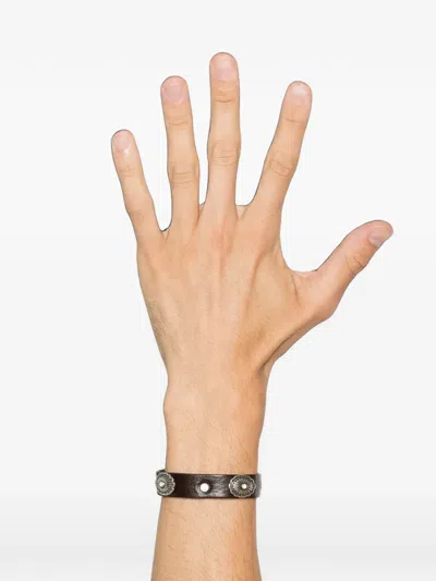 Eraldo Stud-embellished Leather Bracelet In Brown