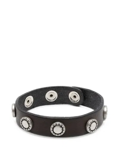 Eraldo Stud-embellished Leather Bracelet In Brown