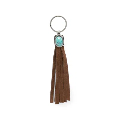Eraldo Tasselled Turquoise Keyring In Brown