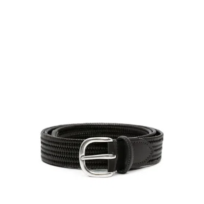 Eraldo Woven Leather Belt In Black