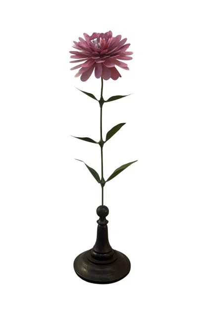 Erbavoglio Milano Handcrafted Metal Zinnia Sculpture In Multi