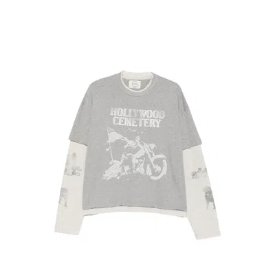 Ercole Studio Graphic-print Layered T-shirt In Grey