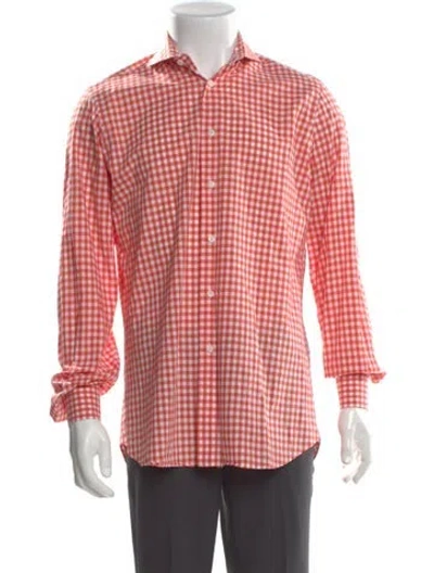 Pre-owned Ercole Studio Plaid Print Long Sleeve Dress Shirt In Pink