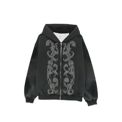 Ercole Studio Stud-embellished Zip-up Hoodie In Black