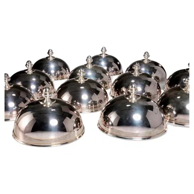 Pre-owned Ercuis 12 "rencontre" Silver-plated Domed Plate Covers W. Acorn Handles By  Paris
