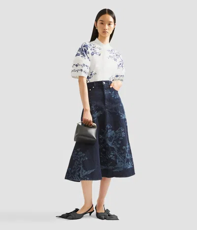 Erdem A-line Midi Skirt In Blue