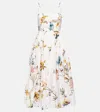 Erdem Womens Floral-print Oversized-pockets Linen Midi Dress Dancing Carnation In White Multi
