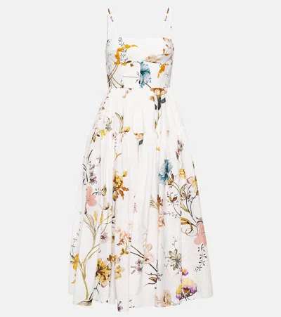 ERDEM ABELIA FLORAL COTTON AND SILK VOILE MIDI DRESS