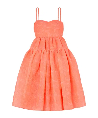 Erdem Abelia Layered Pleated Dress In Orange