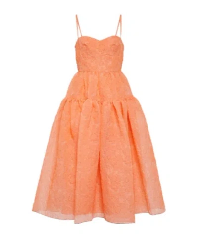 Erdem Abelia Organza Cloque Midi Dress In Orange