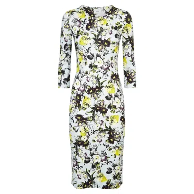 Pre-owned Erdem Allegra Field Floral Print Midi Dress In Gray