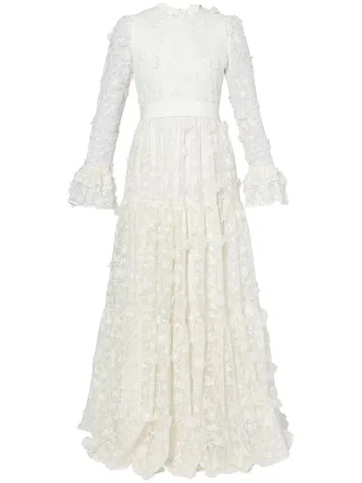 Erdem Alvaro Floral-cutwork Silk-organza Gown In Neutrals
