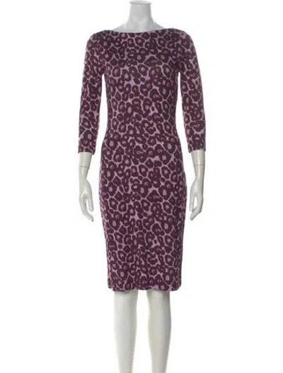 Pre-owned Erdem Animal Print Knee-length Dress W/ Tags In Purple