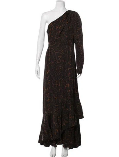 Pre-owned Erdem Animal Print Long Dress In Brown