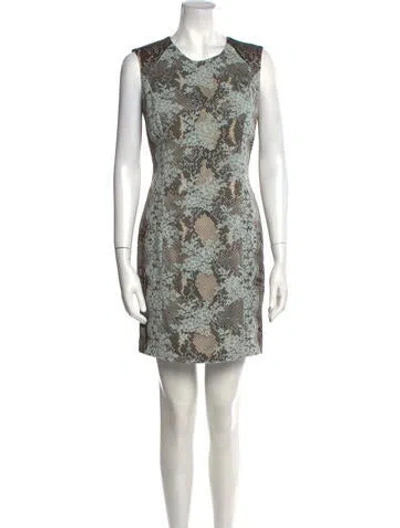 Pre-owned Erdem Animal Print Mini Dress In Blue