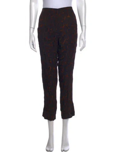 Pre-owned Erdem Animal Print Straight Leg Pants In Blue