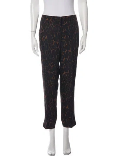 Pre-owned Erdem Animal Print Straight Leg Pants In Blue