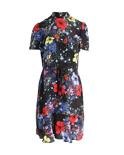 Erdem Anna Floral Print Dress In Black Silk
