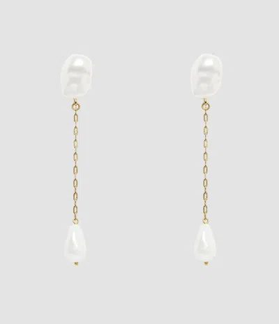 Erdem Antique Gold Pearl Long Earrings