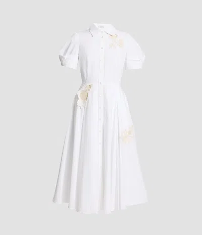 Erdem Appliqué Cotton Midi Shirt Dress In White