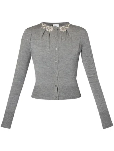 Erdem Appliqué Detail Cardigan In Grey