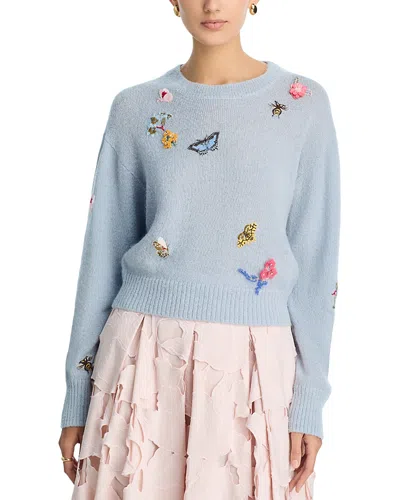 Erdem Applique Front Sweater In Blue