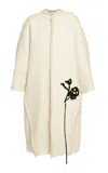 Erdem Appliquéd Cotton-blend Cocoon Coat In Ivory
