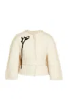 Erdem Appliquéd Cotton-blend Cocoon Jacket In Ivory