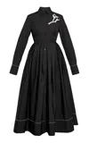Erdem Appliquéd Cotton Midi Shirt Dress In Black