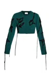 Erdem Appliquéd Merino-wool Cardigan In Green