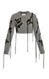 Erdem Appliquéd Merino-wool Cardigan In Grey