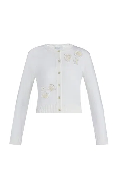 Erdem Appliquéd Merino-wool Cardigan In White