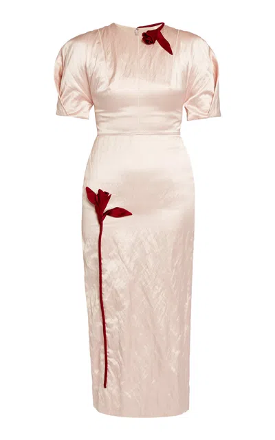 Erdem Appliquéd Midi Dress In Pink