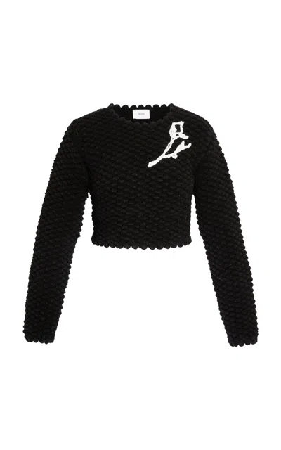 Erdem Appliquéd Wool-blend Sweater In Black