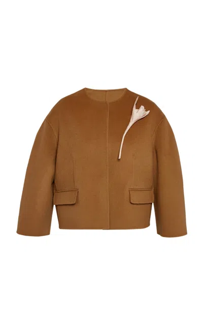 Erdem Appliquéd Wool Jacket In Brown