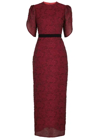 Erdem Asteria Red Floral-jacquard Organza Dress In Burgundy