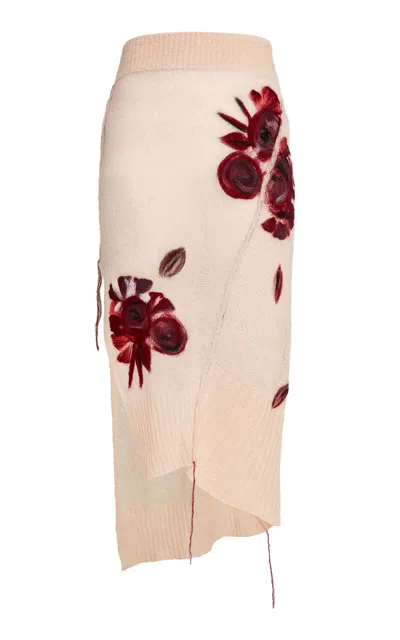 Erdem Asymmetric Alpaca-blend Midi Skirt In Light Pink