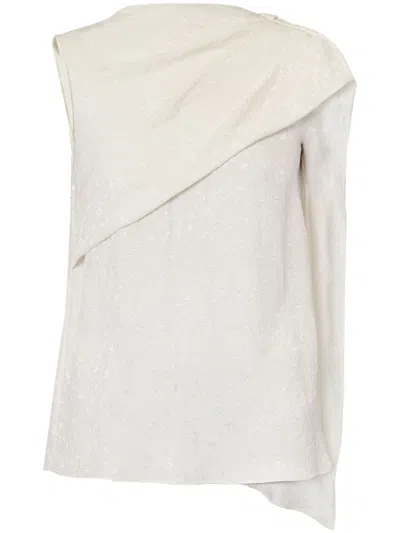 Erdem Asymmetric Draped Blouse In Ivory