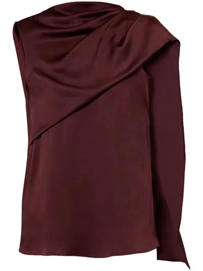 Erdem Asymmetric-design Draped Blouse In Red