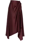 Erdem Asymmetric-design Draped Midi Skirt In Red