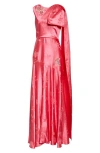 ERDEM ERDEM ASYMMETRIC DRAPED FLORAL JACQUARD SATIN GOWN
