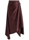 Erdem Asymmetric-design Draped Midi Skirt In Bordeaux